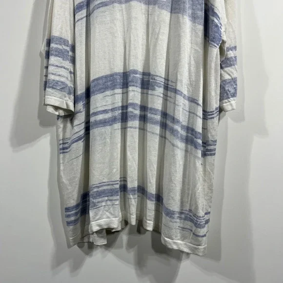 Pure Jill J. Jill Striped Linen Blend Open Front Long Cardigan Womens 3X Coastal - Picture 4 of 11